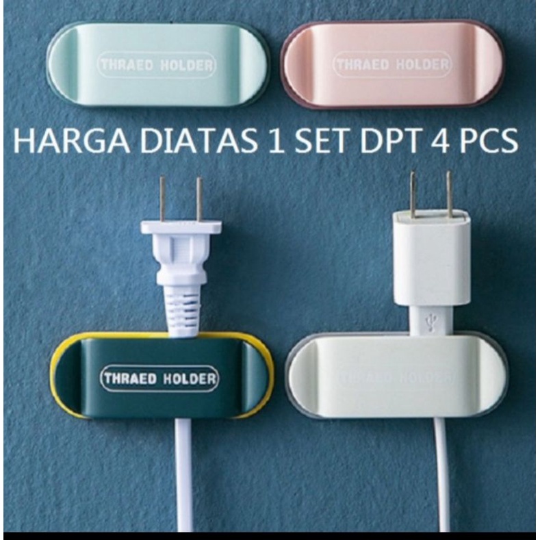 Holder Kepala Colokan Kabel Listrik Penjepit Jepit Tembok Dinding Organizer