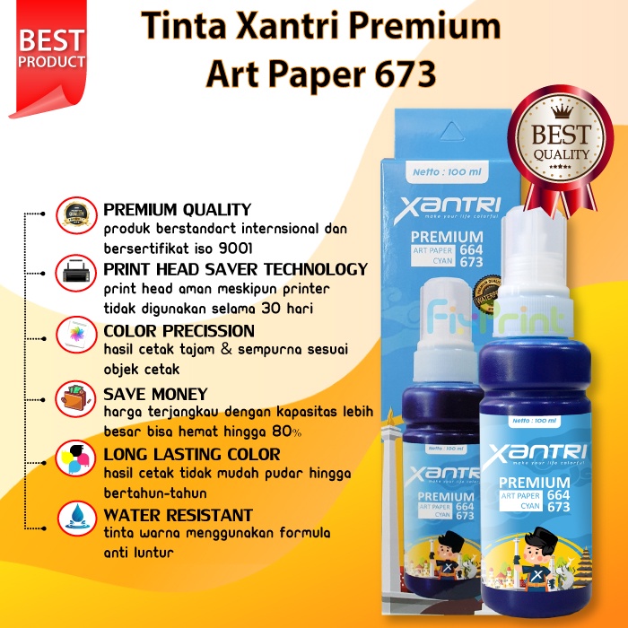 Tinta Xantri Premium Art Paper 664 Printer L100 L200 L110 L120 L210 L220 L310 L350 L355 L360 L365