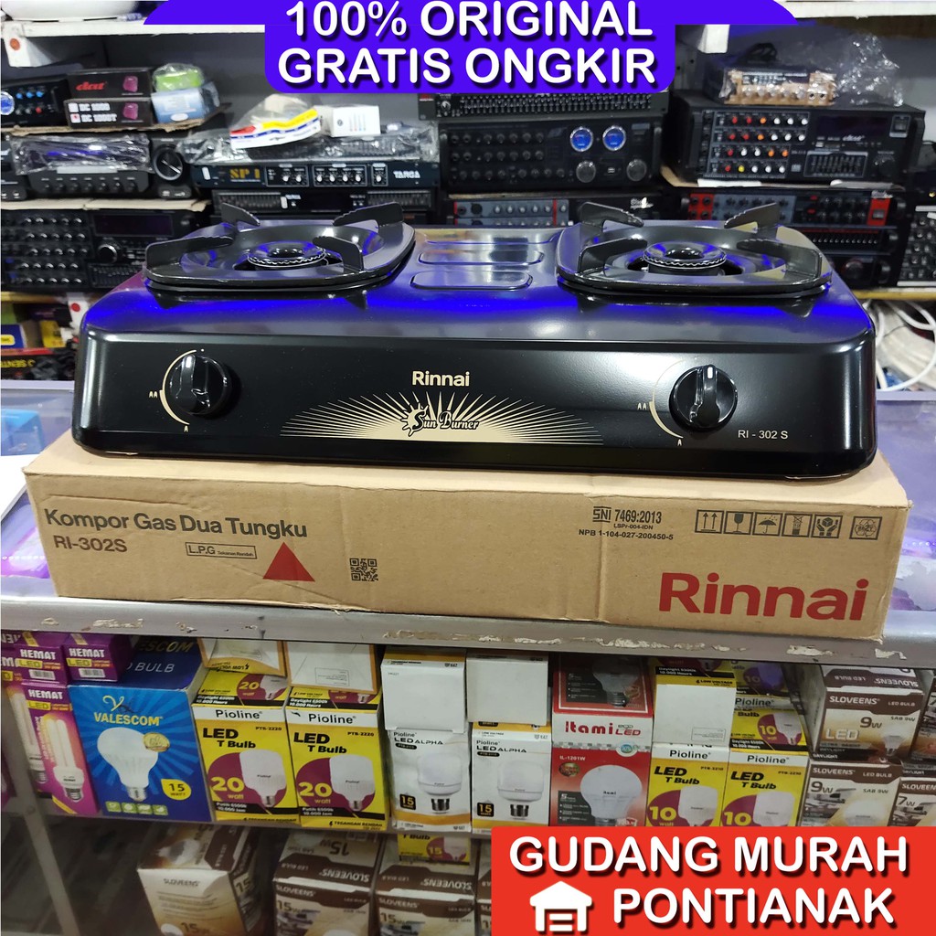 Kompor Gas Rinnai 2 Tungku RI 302S 302 S sun burner api hemat