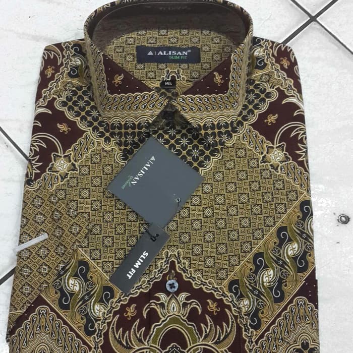 kemeja Batik alisan lengan pendek slimfit dan reguler----