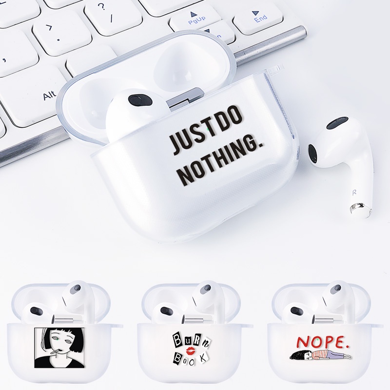 Casing Soft Case Silikon Motif Tulisan Inggris Untuk AirPods 3