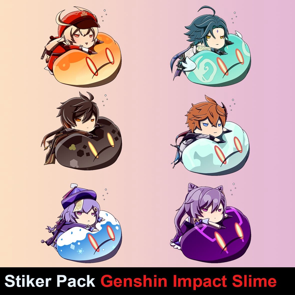 

Sticker Pack Game Anime Genshin Impact Lucu Slime Tumblr Bom Laptop Helm Hp Buku Diari