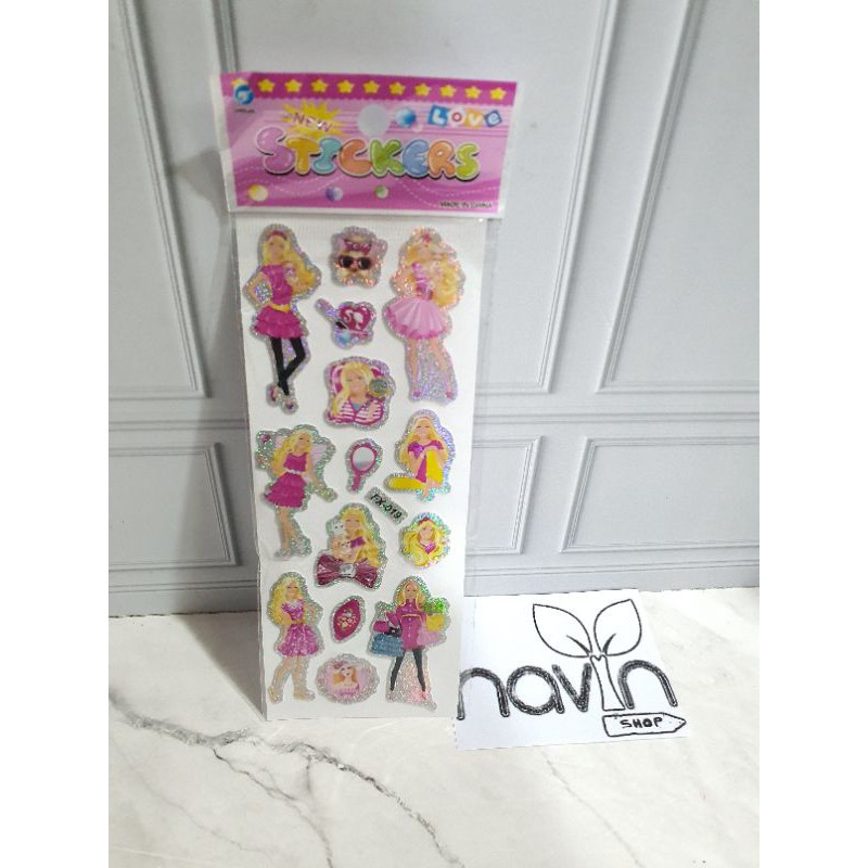 sticker gambar/sticker anak/Stiker Hologram-Barbie