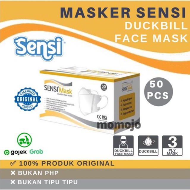 MASKER SENSI DUCKBILL FACE MASK 3 PLY EARLOOP ISI 50 PCS