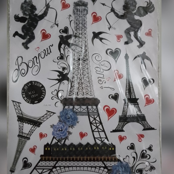Sticker dinding PARIS LOVE/KUCING Room decor 5D 7D 8D - CLA-089