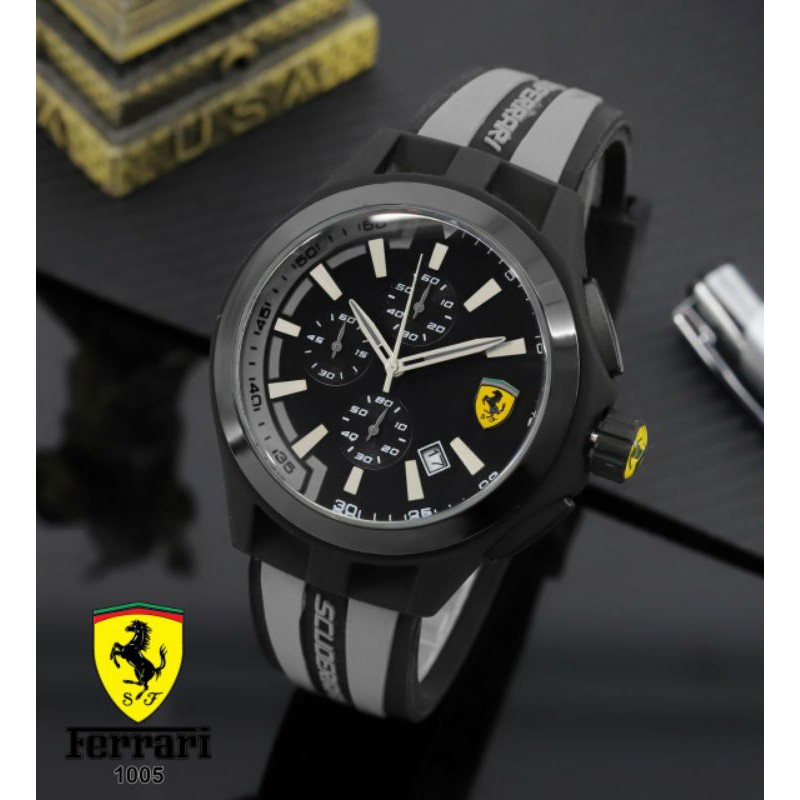 Jam Tangan Pria Ferrari California Crono Aktif Tali Karet Super Mewah - Jam Tangan Ferrari