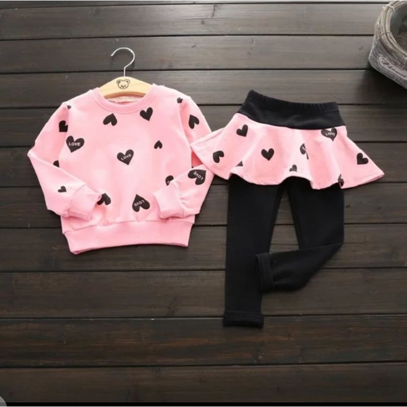 setelan sweater hoodie celana legging unicorn anak cewek remaja Korea import murah baju anak sd
