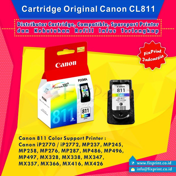 Cartridge Original Canon CL-811 CL811 811 Color, Tinta Printer Canon IP2770 MP258