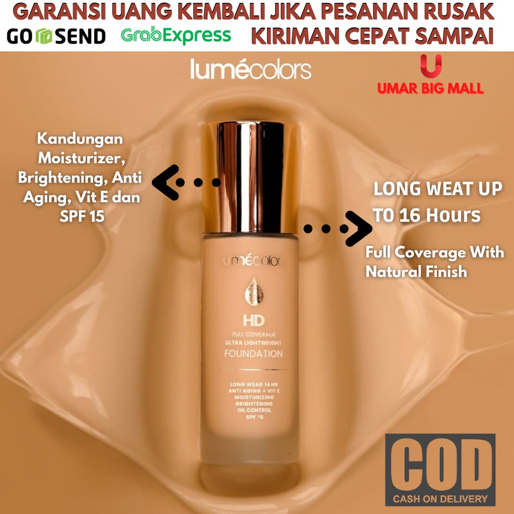COD FOUNDATION FONDATION PONDATION LUMECOLORS KOSMETIK MAKE UP WAJAH TAHAN LAMA HD FULL COVERAGE