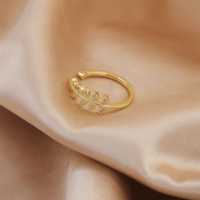 Korea gaya yang sama willow daun Cincin stackable cincin wanita daun tren cincin kreatif BARU bebera