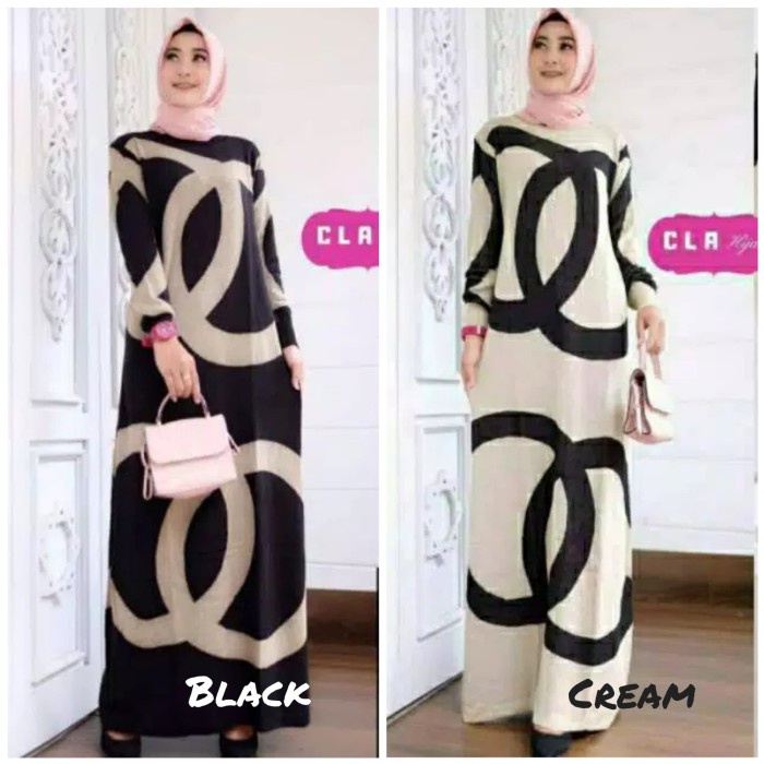 dress promo GAMIS RAJUT CHANEL IMPORT /BAJU MUSLIM WANITA wanita cantik muslim kekinian mewah termur