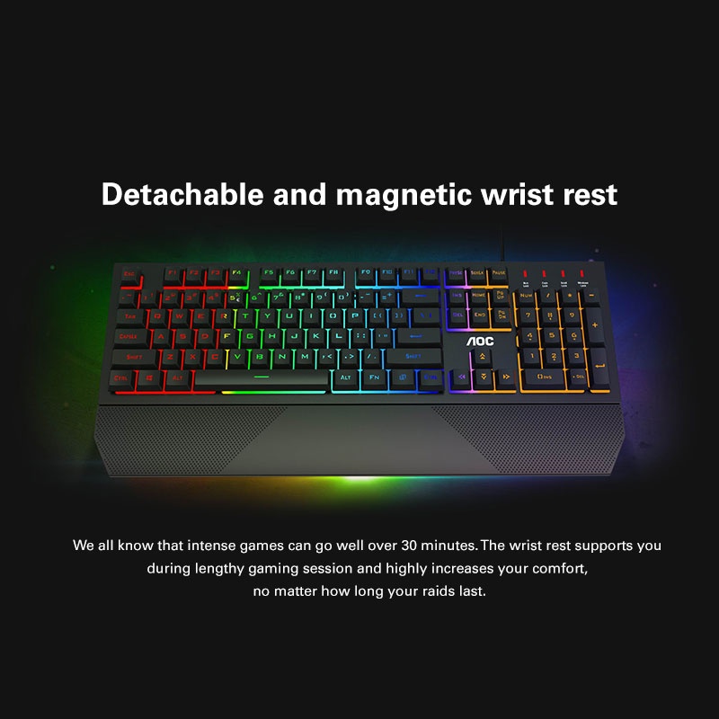 AOC GK200 Anti-ghosting keyboard with mechanical feeling and rainbow backlight