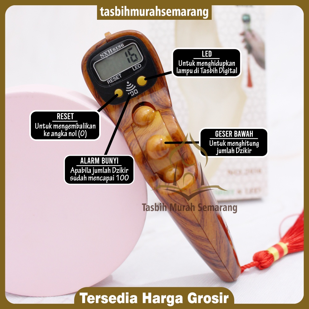 Tasbih Digital Alarm LED model Marmer