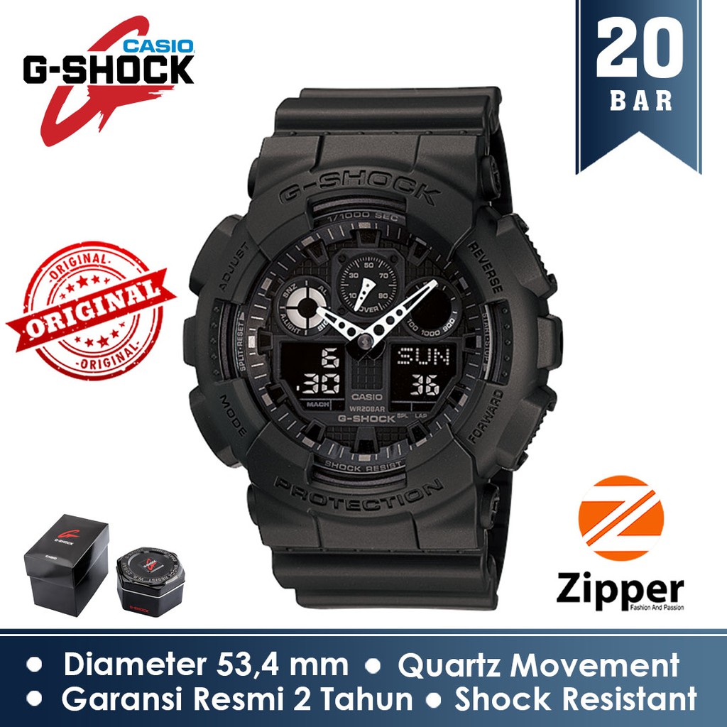 6.6 Sale Casio G-Shock Jam Tangan Pria GA-100-1A1DR Original Water Resistent Garansi resmi / shopee big ramadan sale / jam tangan Cowok anti air / jam tangan serut