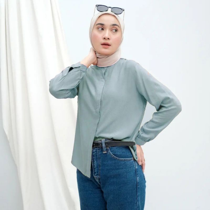 MAUDY SHIRT/KEMEJA RAYON TWILL PREMIUM (LD ±110cm) //JF536