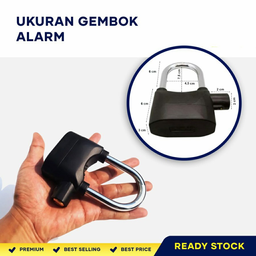 GEMBOK ALARM / KUNCI ANTI MALING / SUARA ALARM KERAS - pendek