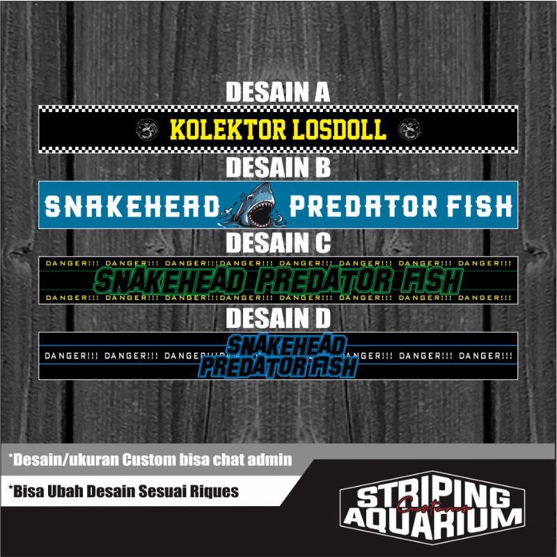 Stiker list Aquarium #3 | bisa riques nama/gambar/logo | ukuran 10cm-100cm
