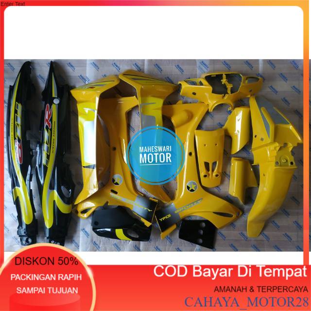 Full Cover Body Halus Yamaha F1ZR Kuning Hitam + Striping