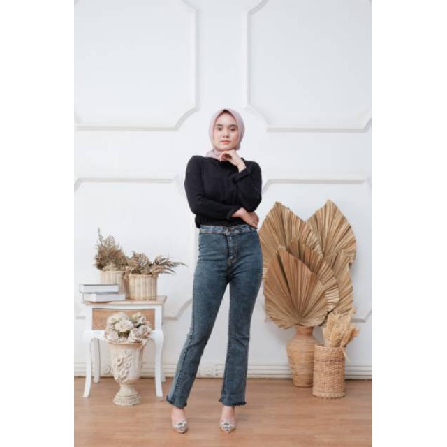 Highwaist Cutbray jeans kekinian / Cutbray jeans rawis terlaris /Celana cutbray jeans