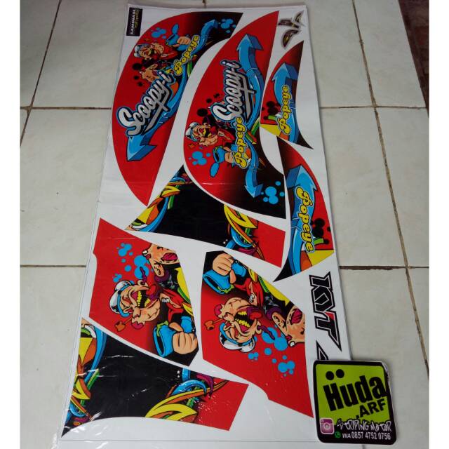 striping/lis/sticker variasi all scoopy "POPEYE" merah-hijau-hitam-biru