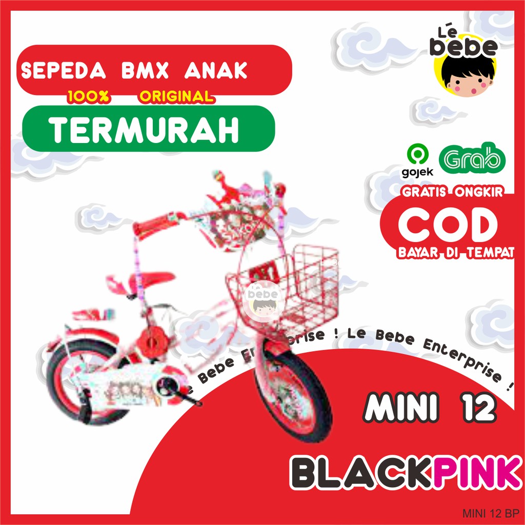 Sepeda Lipat Folding Bike Sepeda anak BMX Mini 12 BlackPink Sepeda ORIGINAL SNI