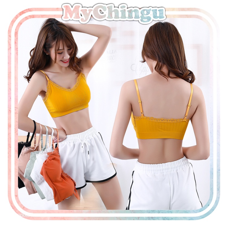 ❀ Chingu ❀ PW105 COD Bra Wanita Pakaian Dalam Elastis Nyaman Renda Atas Olahraga BH Import Surabaya