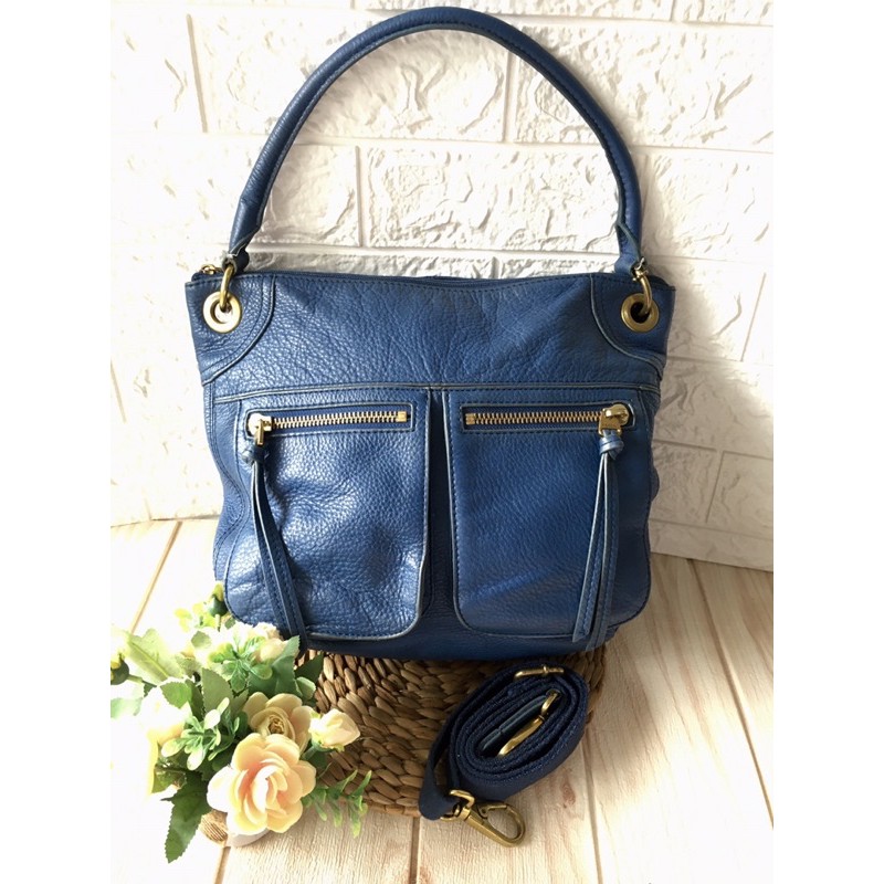 Preloved Fossil Karli Hobo Blue Large