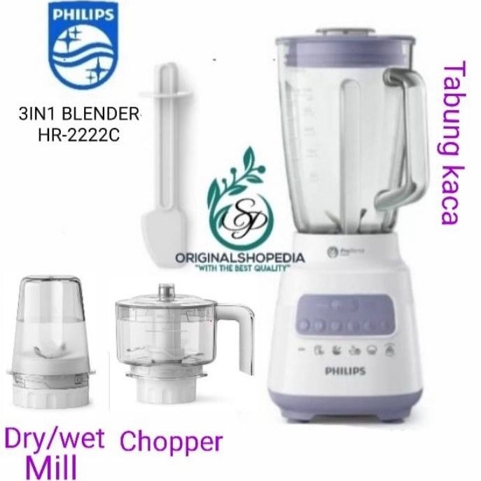 BLENDER PHILIPS KACA 3IN1 2LITER HR-2222 CHOPPER PHILIPS ICE CRUSHER