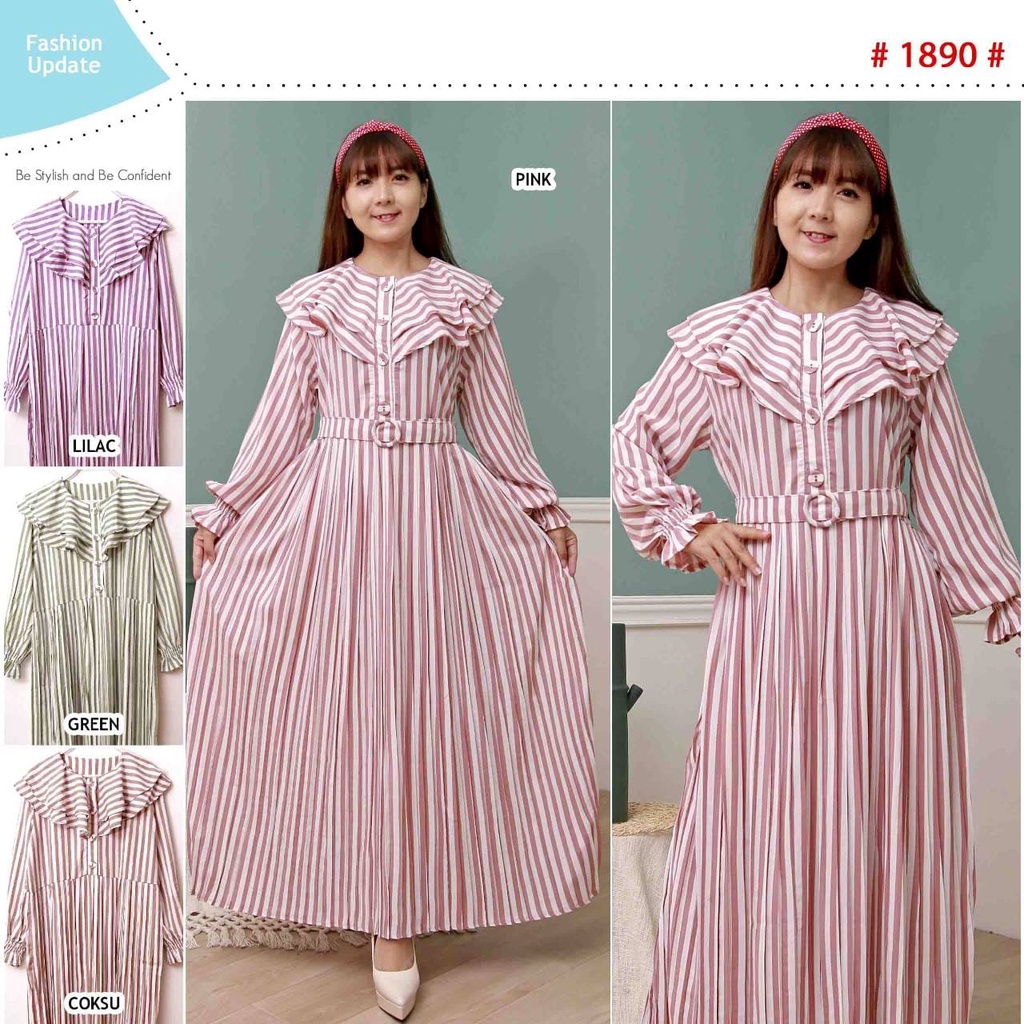 CONCO SIGNATURE - (6 Pcs) GAMIS PLISKET BAHAN WOLFIS MOTIF SALUR