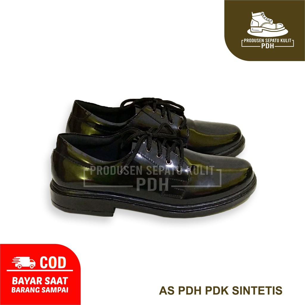 SEPATU PDH PENDEK KILAP TALI SEPATU KERJA KANTOR PRIA TNI POLISI POLRI SATPAM FORMAL MENGKILAP KILAT