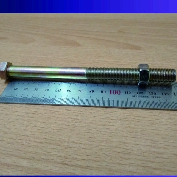 MurBaut Besi Hexagon Baud Mur Nut kuning M12x150 M12 X 150 Kunci 17