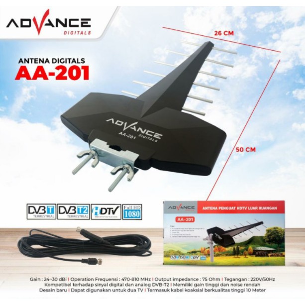 Advance Antena TV Digital Outdoor AA-201 Include Kabel 10M DVB-T2