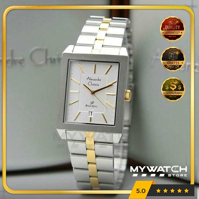 Jam Tangan Pria Ori Alexandre Christie AC 1020 AC1020 Silver Gold Alexander Christy