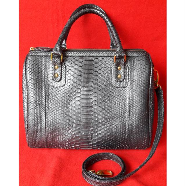Preloved - Snake Skin Satchel Bag in Grey