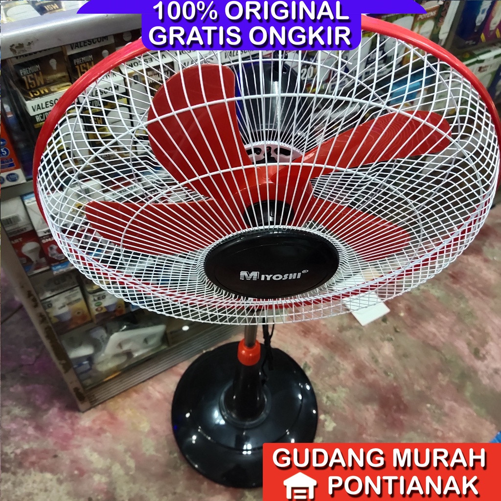 Kipas Angin Merah Miyoshi YASAKA 5sayap 16 inch Standa fan berdiri