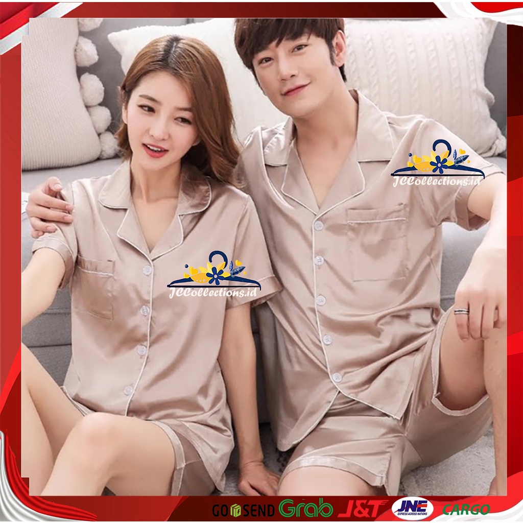 Piyama Hotpan Satin COUPLE - JCCollections Baju Tidur Piyama Couple