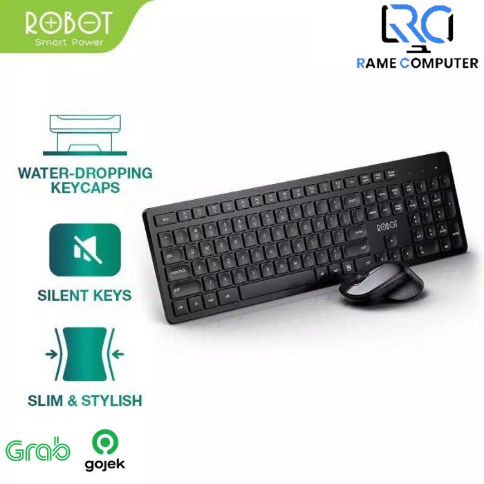 Keyboard Wireles Robot KM4000 Combo Optical Mouse Usb Receiver - Hitam