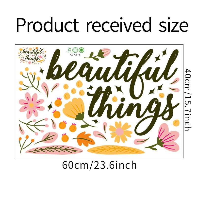 Stiker Dinding Decal Desain You 'Re Beautiful with Flower Inspirasional Saying Untuk Dekorasi Kamar Mandi 90