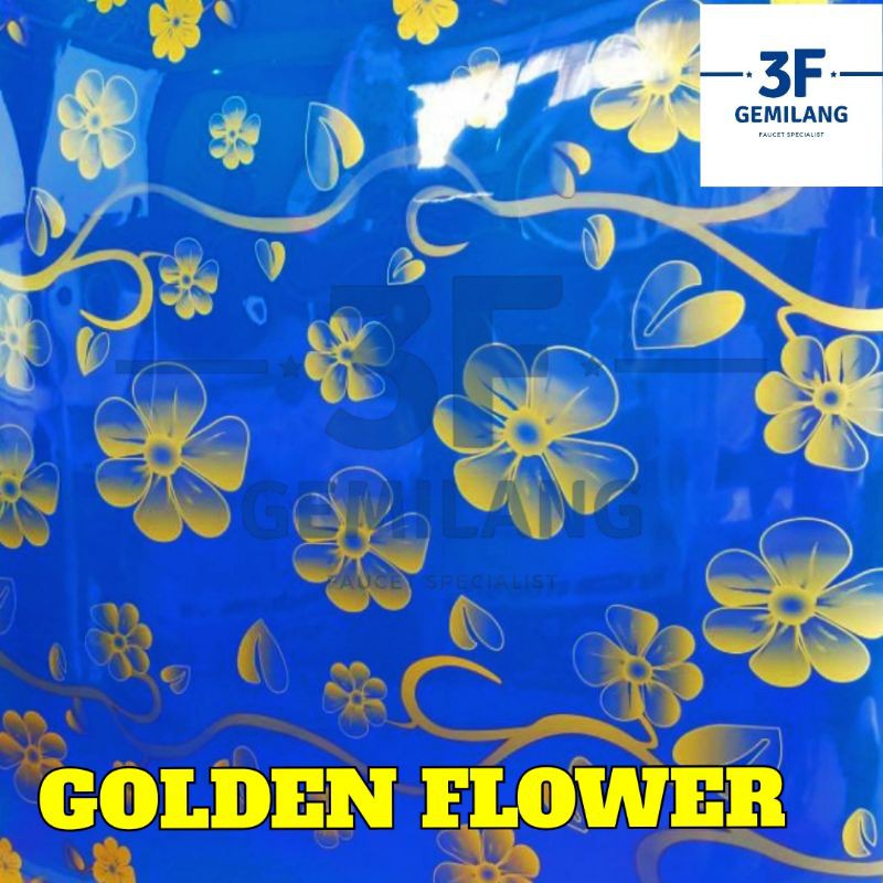 Fiber Plastik Penutup Pagar Rumah Motif GOLDEN FLOWER Bunga Emas Mewah Meteran