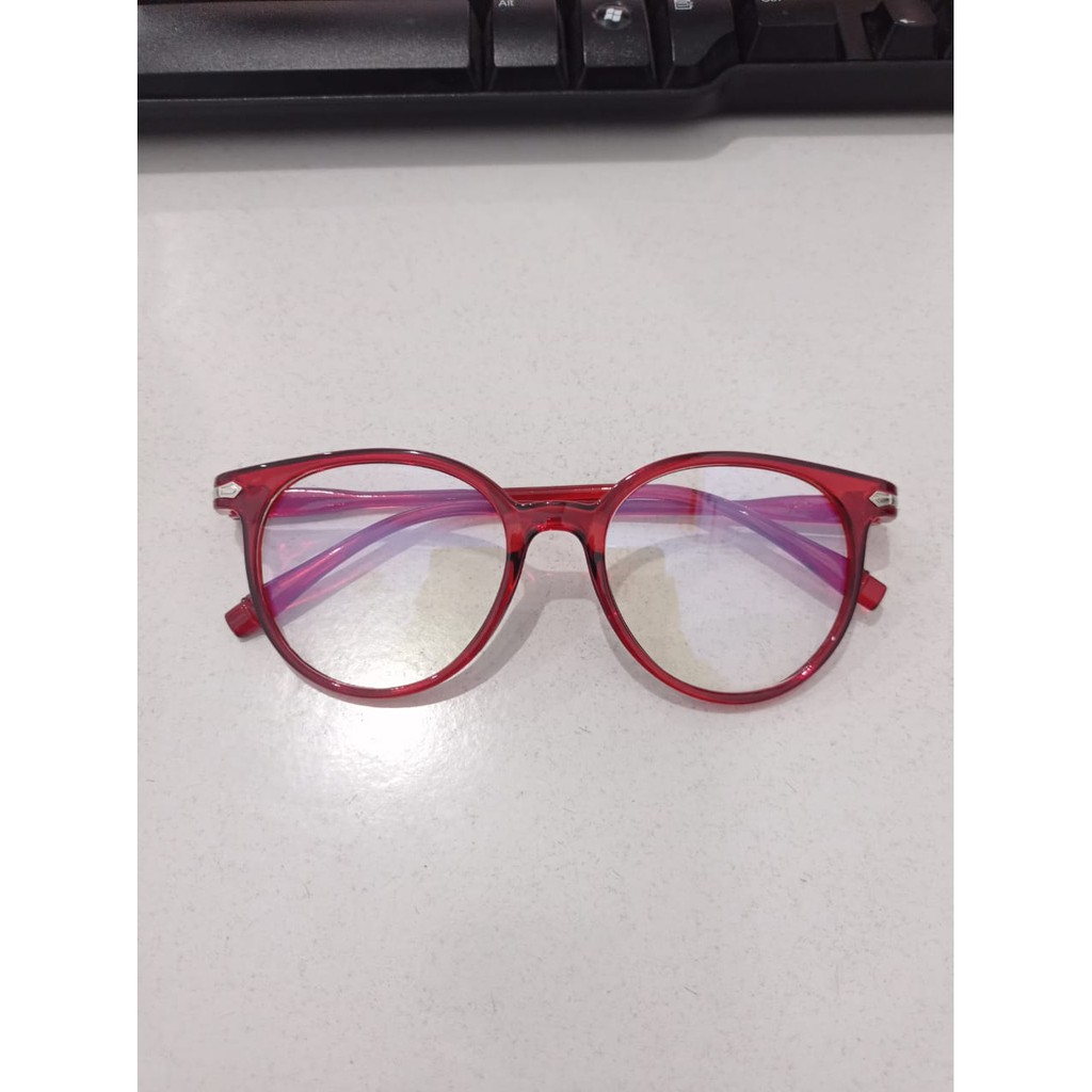 ⭐Gogoland⭐ R087 Kacamata Anti Radiasi Fashion Wanita Pria Frame Ringan Korea Design Lensa Transparan-MERAH