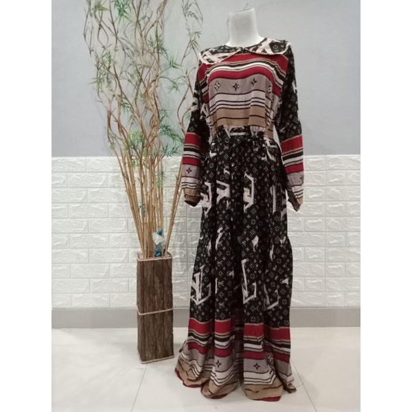gamis rayon motif Lv/gamis cantik