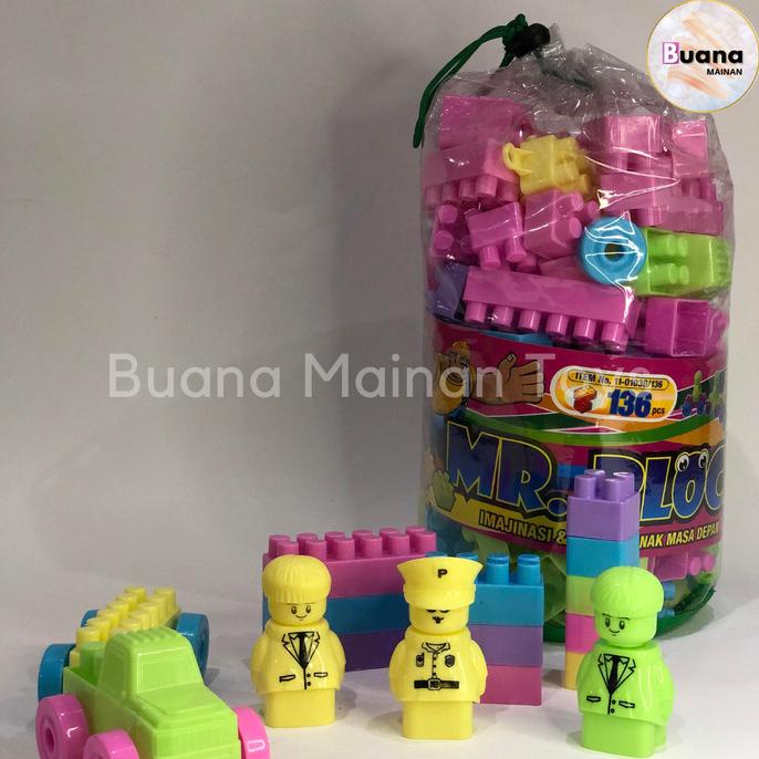 MR BLOCK 136 PCS - MAINAN EDUKASI ANAK LEGO BLOK BESAR KREASI EDUKATIF