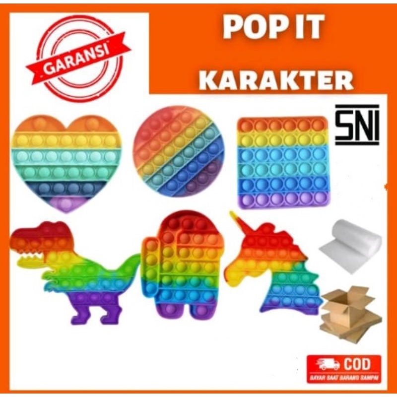 Mainan Pop it murah Pop its Square rainbow multicolor fidget toys push bubble