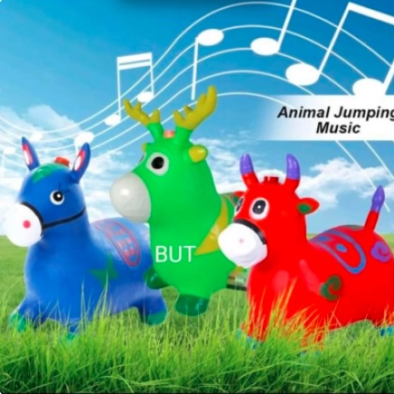 Mainan Edukasi Animal Jumping Unicorn (SNI) Ada Musik Karet TEBAL  Ukuran JUMBO / Mainan Kuda Kudaan anak