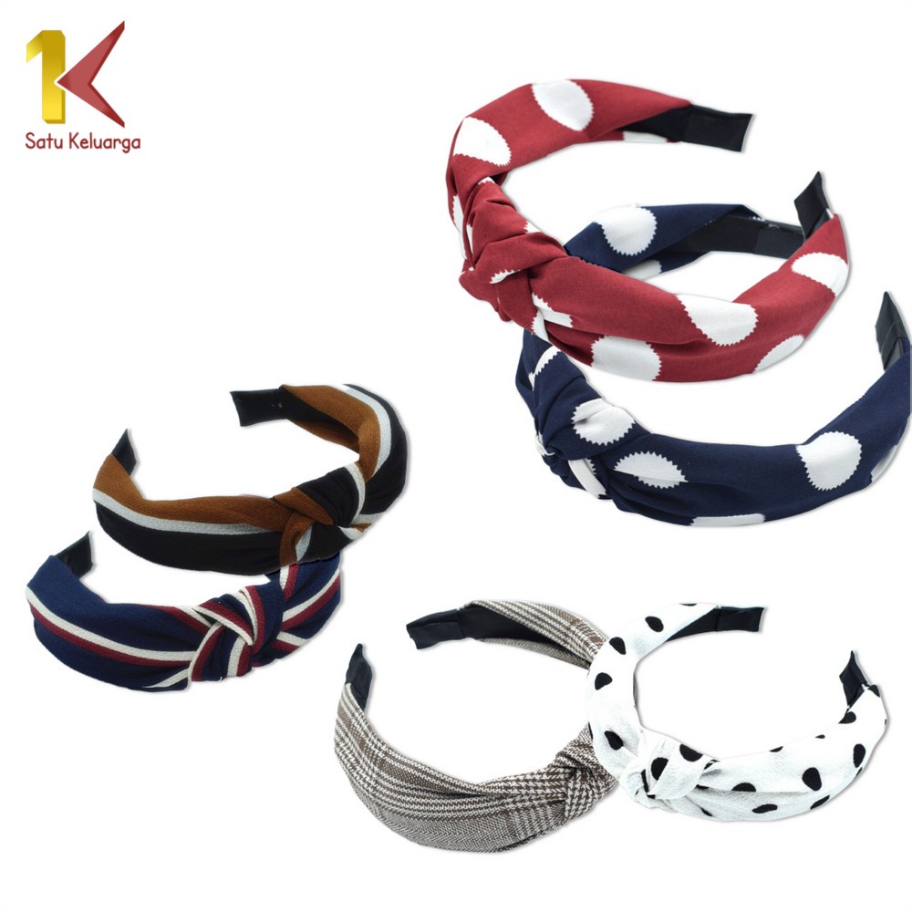 Satu Keluarga Headband Bando C71 Bandana Polos Bendo Kain Motif Impor / Bando Jepit Rambut Korea Sty