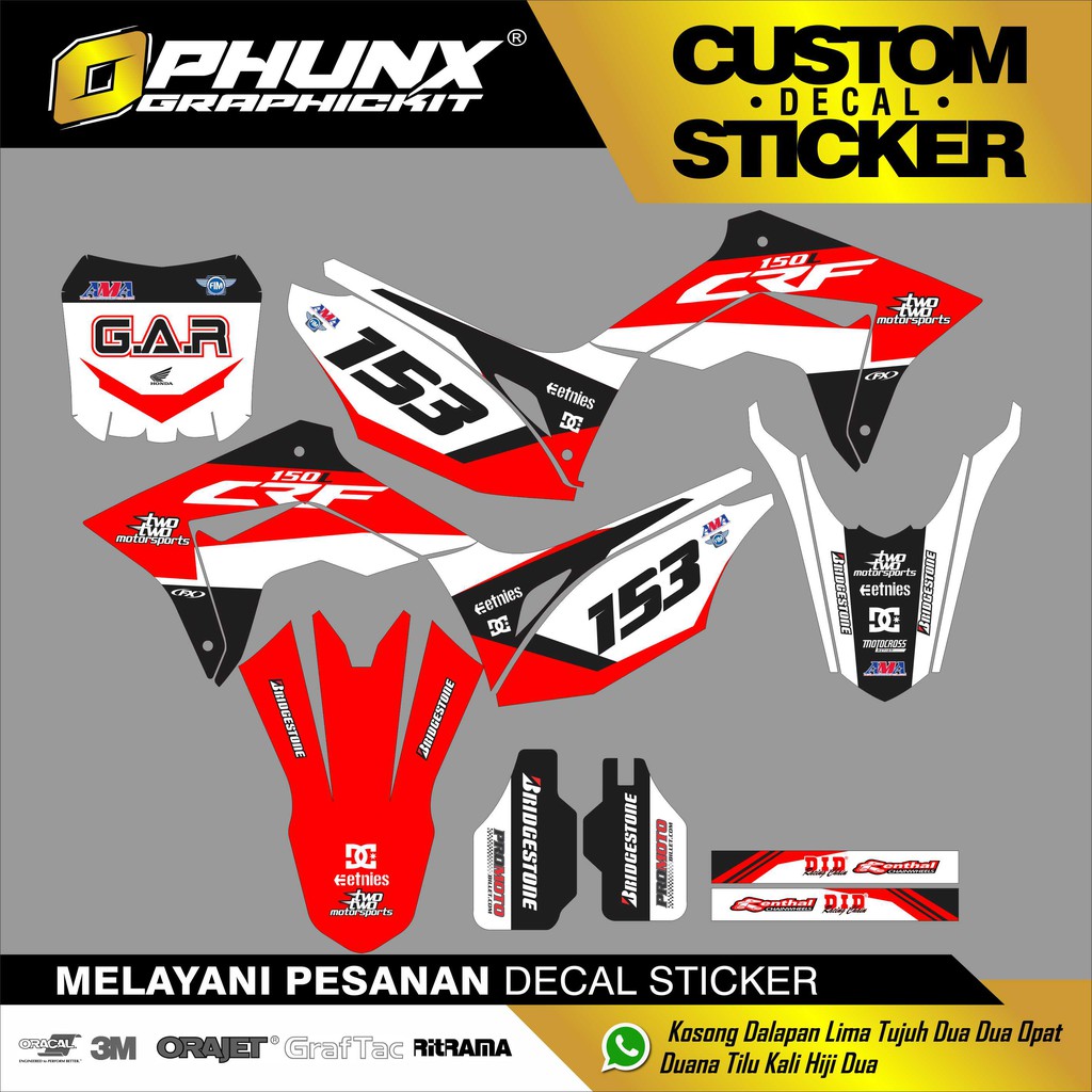 Sticker Decal Custom Honda CRF 150 L Design Bebas Stiker AMA Two Two