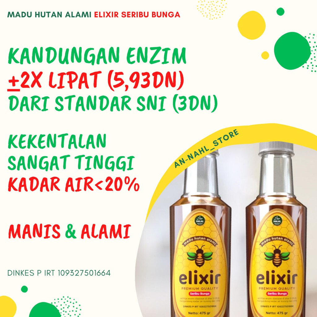 

Madu Elixir Seribu Bunga 475gr , Kualitas Enzim di atas SNI 01-3545-1994