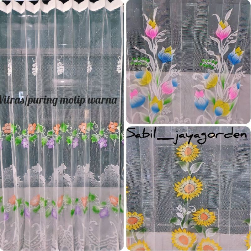 Gorden Transparan Gorden Jendela Gorden Vitrase Warna Motif Bunga