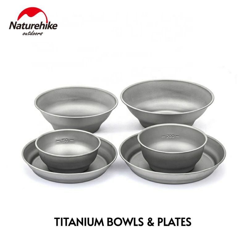 BOWLS PLATES TITANIUM NATUREHIKE NH21CJ001 MANGKOK MANGKUK PIRING ULTRALIGHT CAMPING PIKNIK BERKEMAH