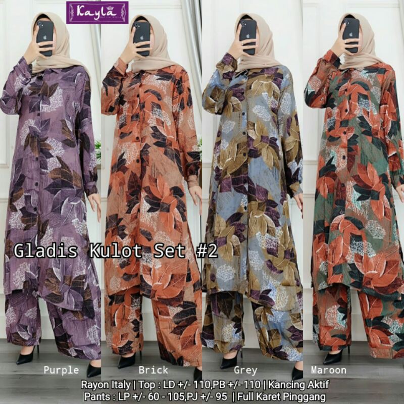 Gladis Kulot Set #2 - Fashion Muslim Perempuan Atasan Tunik Dewasa Syari Murah Cantik